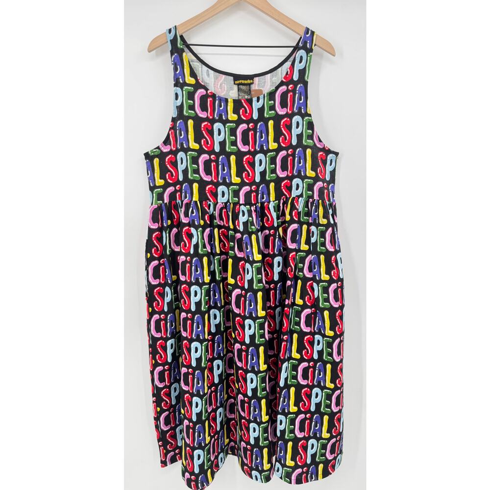 Nooworks Naomi Black 100% Linen Dress Special Sleeveless Tank Midi L NWT